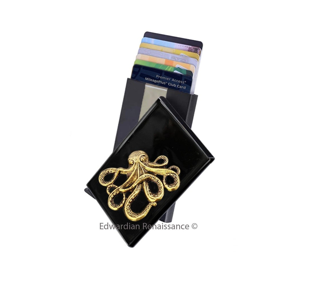 Octopus Wallet With Pop up Quick Access to Credit Cards in Hand Painted