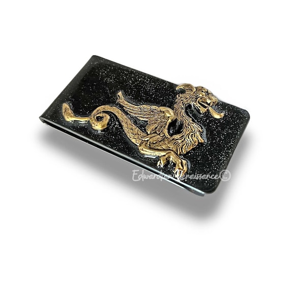 Antique Gold Dragon Money Clip: Hand-painted Enamel, Personalized