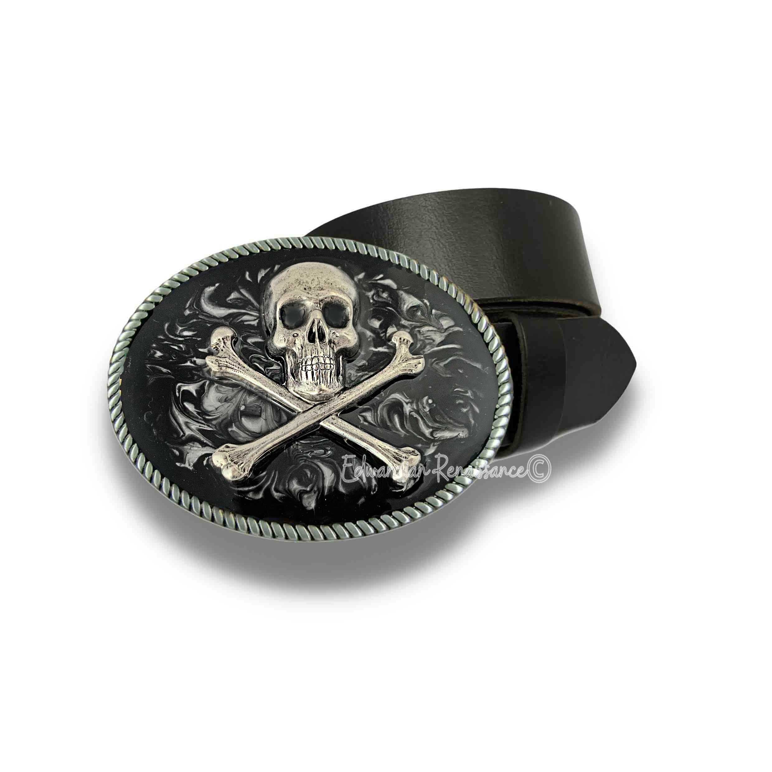 殿堂 and Skull Silver Antique Crossbones in Inlaid Buckle Belt アクセサリー