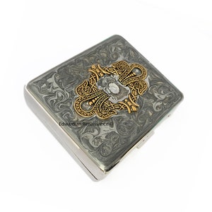 Art Nouveau Pill Box: Hand Painted Silver Enamel, Personalized Weekly Pill Case