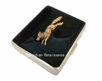 Pastillero Fox Run: Esmalte con incrustaciones de bosque, organizador semanal con espejo