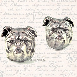 English Bulldog Head Antique Silver Neo Victorian Inspired with Tie Clip and Tie Pin Set Option