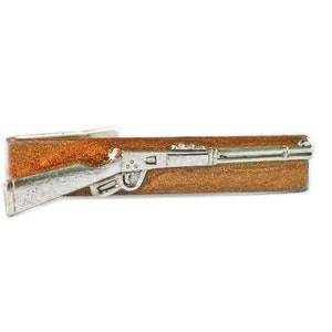 Winchester Rifle Tie Clip: Antique Silver Hunting Tie Bar