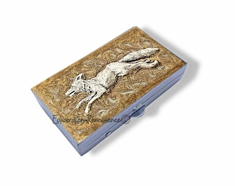 Pastillero Running Fox: Esmalte pintado a mano, estilo vintage