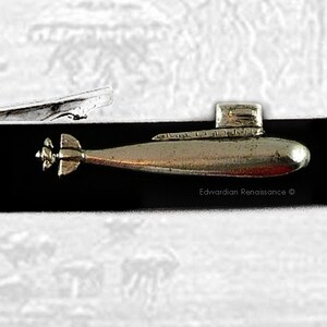 Submarine Tie Clip: Nautical Onyx Enamel Tie Bar