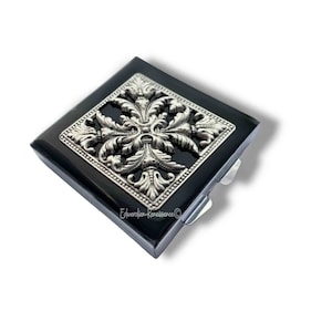 Acanthus Medallion Pill Box: Hand Painted Enamel, Art Nouveau Style