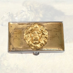 Gold Lion Pill Box: Hand Painted Enamel, Personalized Option