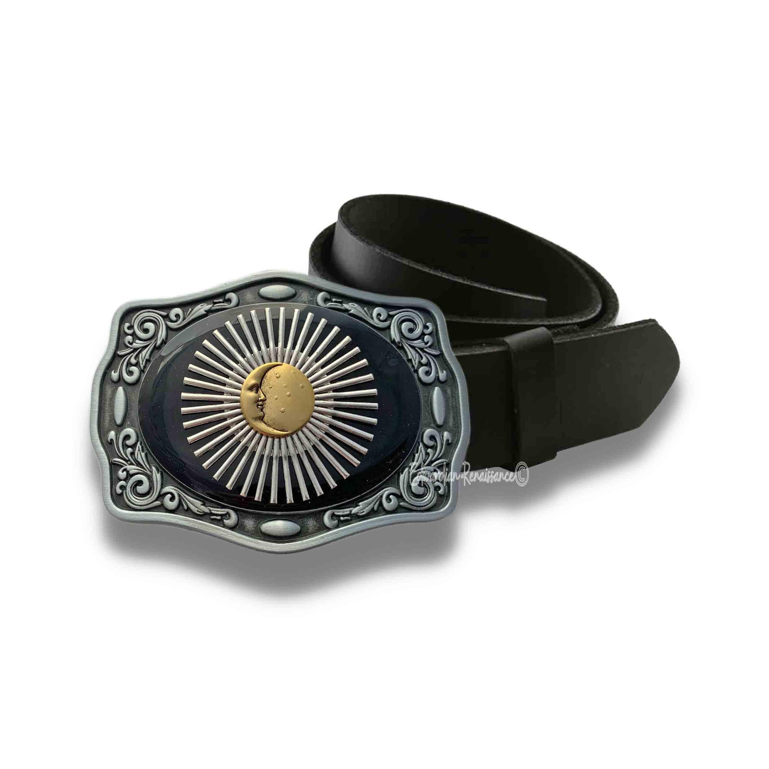 Elegant Rectangle Glass Starburst Buckle Statement Belt Starburst Push Button Non-Retractable Lap Belt - 60  main image 2