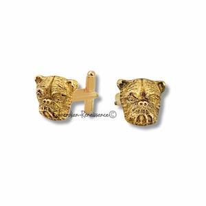 Bulldog Cufflinks Antique Gold Art Deco Inspired Mens Accessories with Tie Pin and Tie Clip Set Options