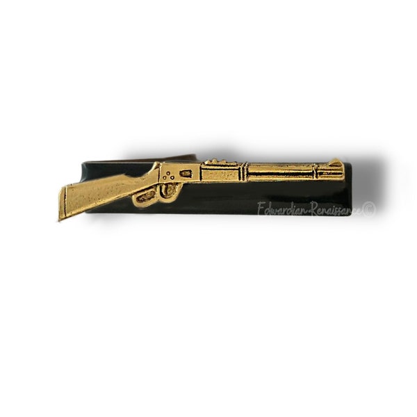 Antique Gold Winchester Rifle Tie Clip Hunting Tie Bar Accent Vintage Style Gun Clip with Color Choices