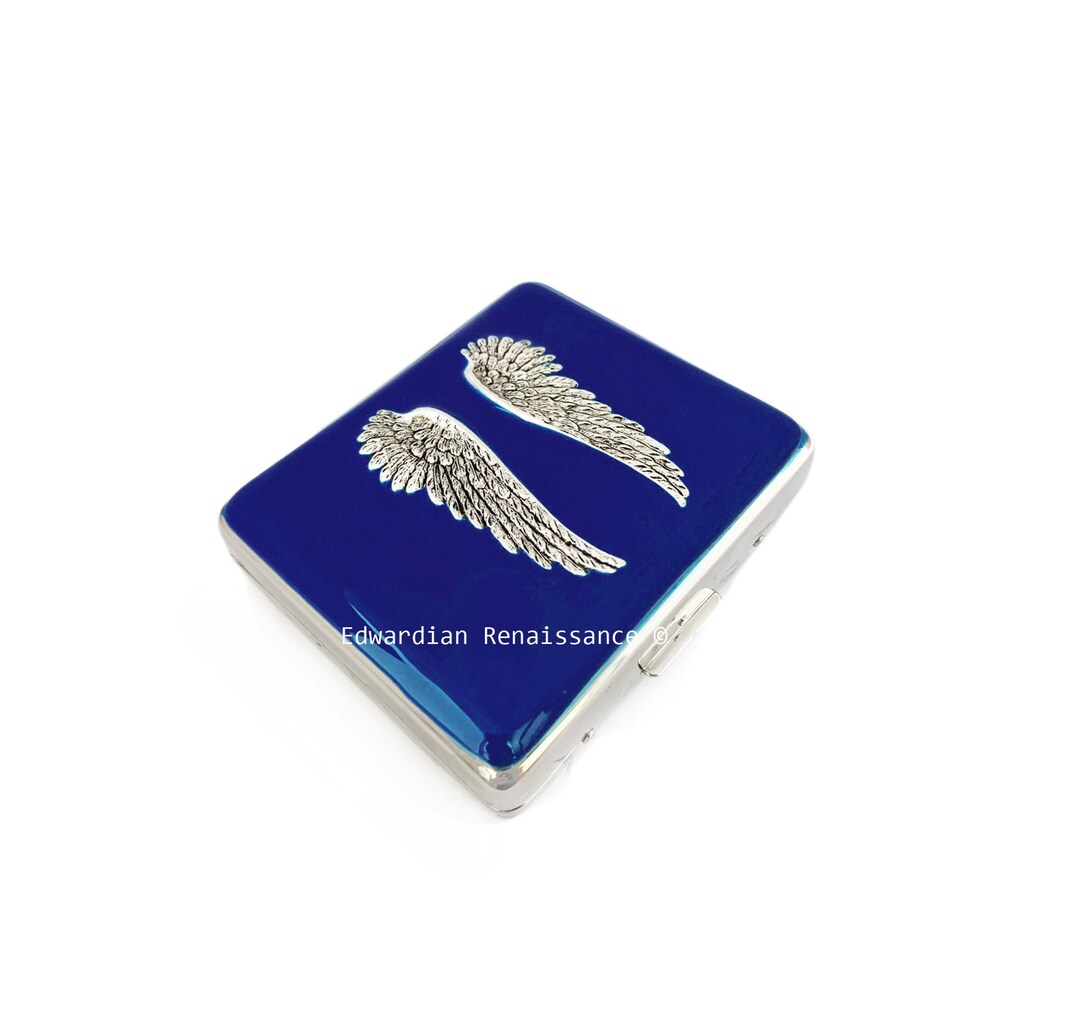 Silver Wings Daily Pill Box With Lids in Hand Painted Navy Etsy