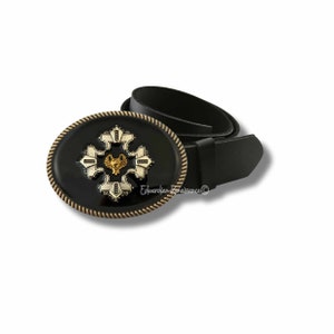 Cross with Vampire Bat Belt Buckle in Black Enamel Gothic Victorian Inspired Vintage Style with Custom Colors Available