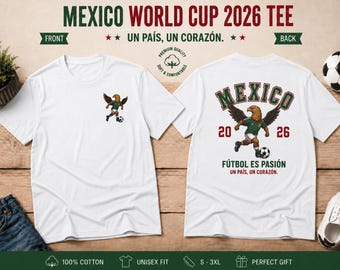 T-shirt avec mascotte d'aigle de la Coupe du monde de football 2026 au Mexique | Maillot de supporter de Futbol Es Pasión