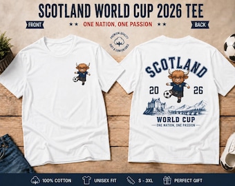 T-shirt de football vache Highland d'Écosse, maillot de supporter de la Coupe du monde 2026