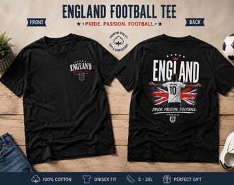 T-shirt de supporter de l'Angleterre, maillot de supporter de la Coupe du monde 2026, vêtements de football unisexe en coton