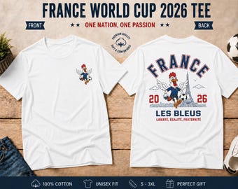 France 2026 Coupe du monde Les Bleus Fan de football, T-shirt graphique Tour Eiffel coq