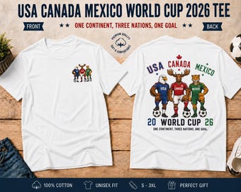 2026 World Cup T-Shirt | USA Canada Mexico Mascot Tee | Football Fan Shirt