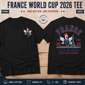 France 2026 World Cup Soccer T-Shirt, Les Bleus Rooster Graphic Tee image 1