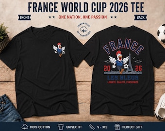 T-shirt France Coupe du monde de football 2026, t-shirt graphique coq Les Bleus