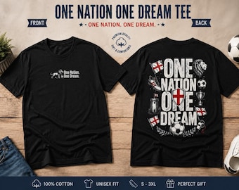 T-shirt de football Angleterre, T-shirt de supporter One Nation One Dream