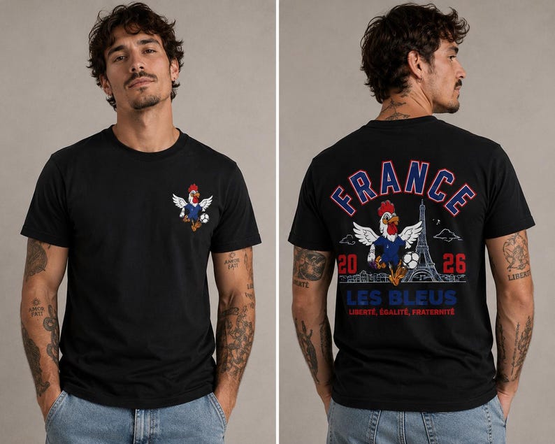 France 2026 World Cup Soccer T-Shirt, Les Bleus Rooster Graphic Tee image 2