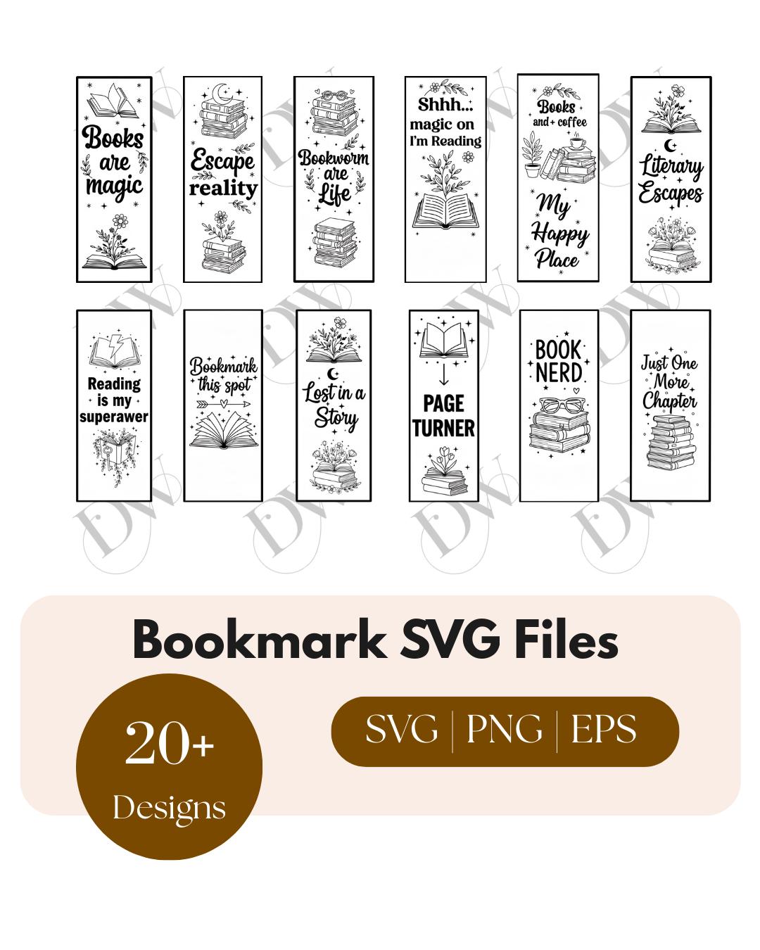 Bookmark SVG PNG Bundle, Funny Reading Quotes, Floral & Retro Designs (Digital Download).