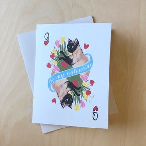 Carte de vœux Valentines - Reine de Cœur, Chat siamois