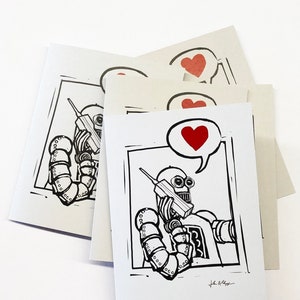 5 pack van robot liefde lege wenskaarten
