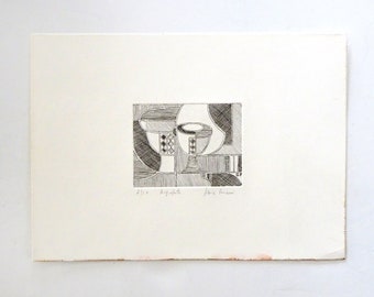 Signed Etching Original Etching by Italian Artist Antonio Carbonati Gianicola Hill Rome