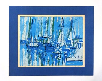 Vintage Original Silkscreen titled "Shrimp Boats" signed by the artist and numbered 12/100