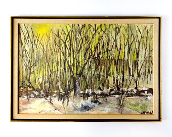 Vintage Impressionist Landscape Oil Painting titled "New Canaan Woods" by artist Lynn Maigret Porsche '62