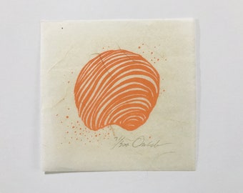 Vintage Original Seashell Silkscreen numbered 71/500 on rice paper by listed artist James Omohundro