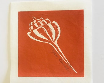 Vintage Original Seashell Silkscreen numbered 74/500 on rice paper by listed artist James Omohundro