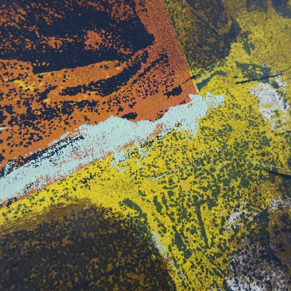 Mid Century Modernist Color Silkscreen titled "Untitled" and signed by listed American artist James McConnell