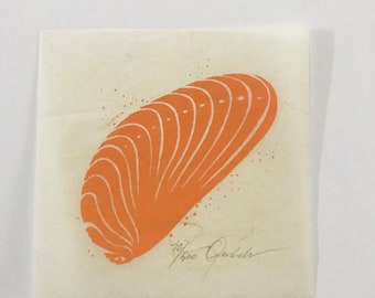 Vintage Original Seashell Silkscreen numbered 70/500 on rice paper by listed artist James Omohundro