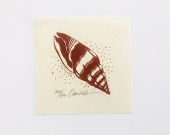 Vintage Original Seashell Silkscreen numbered 202/500 on rice paper by listed artist James Omohundro