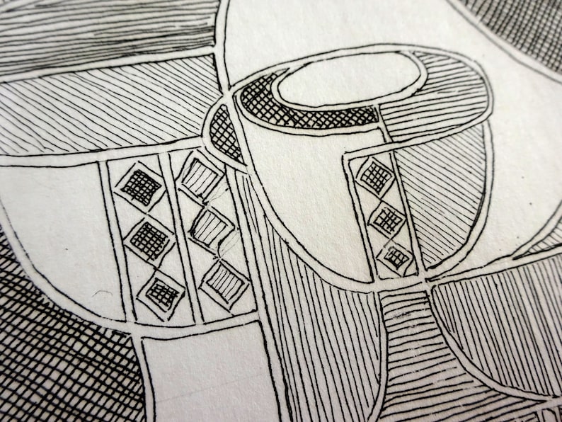 Vintage Modernist Picasso School Black /& White Etching of Cubist Still Life