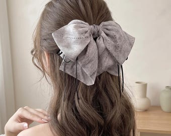 特大シフォンリボンヘアクリップ、エレガントなフレンチコケットリボンクリップ、ソフトガールラージヘアアクセサリー、女性や女の子へのマルチカラーギフト。