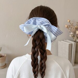 Coletero con lazo de cuadros vichy gigante, lazo extragrande estilo cottagecore, accesorio para el pelo con cinta grande para niños y adultos, accesorio de fotografía, regalo de estilo coqueto.