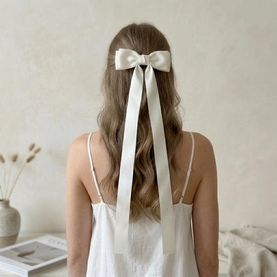 Elegant Large Satin Ribbon Bow Hair Clip,long Tail Barrette  display picture 2