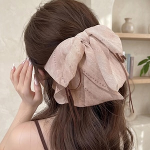 Übergroße Chiffon-Bogen-Haarklammer, Elegante Französische Kokette Bandspange, weiches Mädchen-großes Haar-Zusatz, mehrfarbiges Geschenk für Frauen-Mädchen