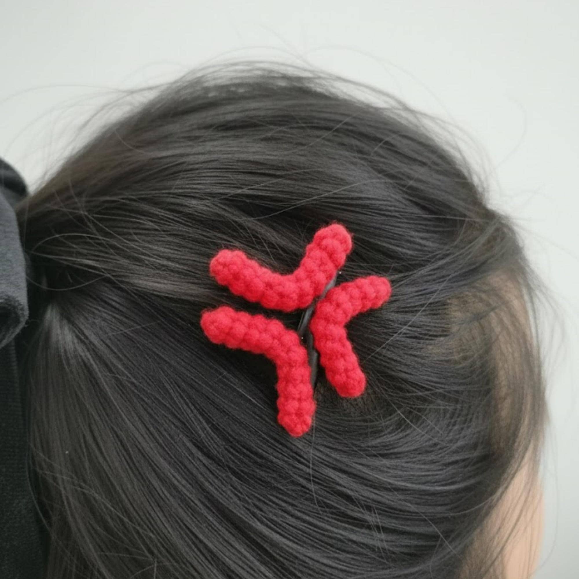Funny Angry Emoji Hair Clip – Handmade Crochet Barrettes, Unique