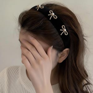 Monochromatic Luxe: Wide Rhinestone Velvet Headband for Formal Events Amazon.com : HSWE Padded Rhinestone Headband Bejewelled  main image 3