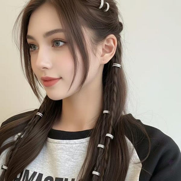 Set di 2 anelli per capelli con trecce e strass scintillanti: gioielli per capelli multi-stile ed eleganti accessori per capelli, messa in risalto accattivante per capelli