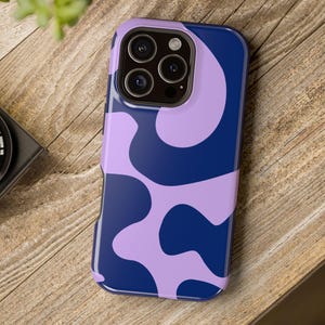 Abstract Purple Blue Phone Case | Magnetic Phone Case | Modern Organic Pattern | Tough Protective Cover for iPhone 17 16 15 Series