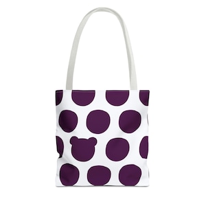 Purple Polka Dot Bear Tote Bag | Hidden Bear Pattern | Reusable Shopping Bag | Everyday Shoulder Tote | Gift for Her