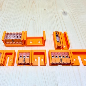 Conjunto de 10 suportes para terminais Wago de 2, 3, 5 e 10 pinos; modelos 221-412, 221-413, 221-415, 221-420 e 221-2411 com seção transversal de até 4 mm².