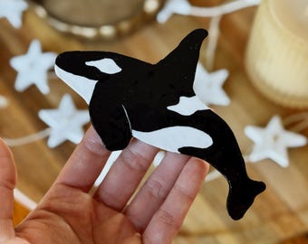 Imanes de orca: decoración oceánica hecha a mano y pintada a mano