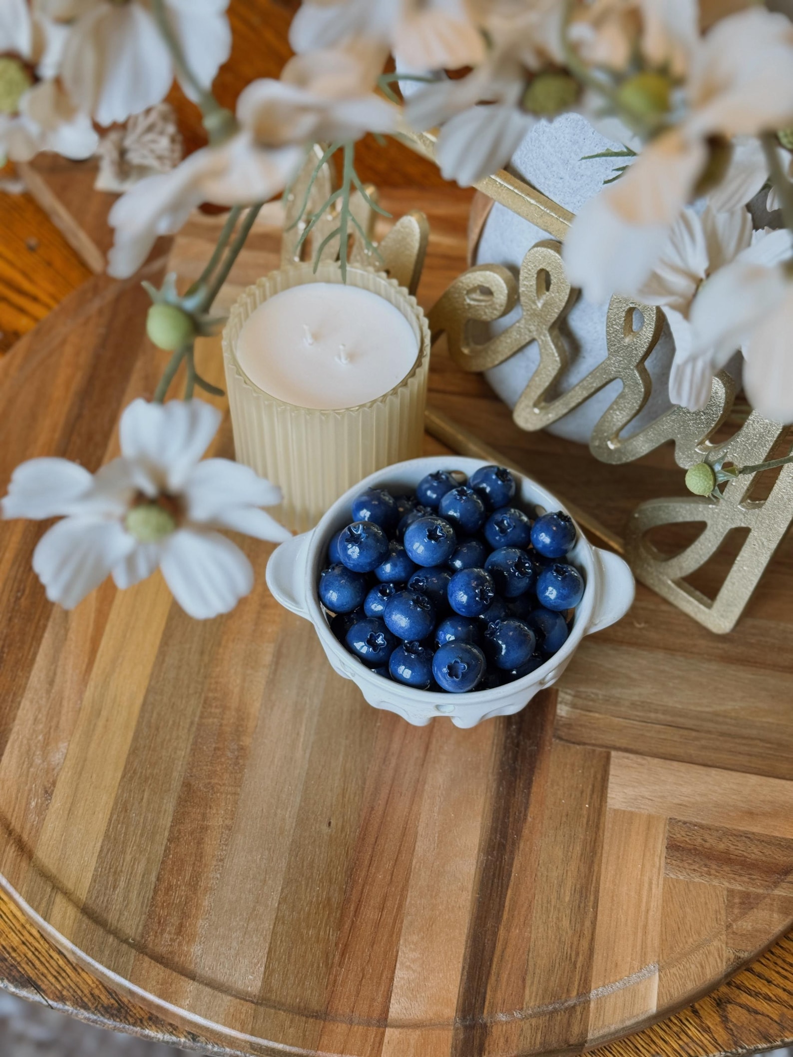 Handmade Blueberry Magnets – Fruit Refrigerator Décor, Kitchen Accessories. Set of 3 berries