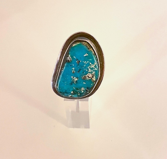 Sterling SW Statement Ring with Large Roylston Tu… - image 3